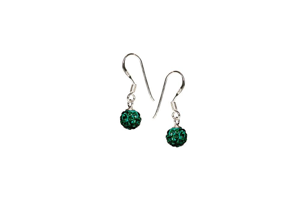 Glitzerkugel Emerald dunkel grün 6 mm Kristall Silberohrringe Ohrringe 925er Silber Damen Glitzer