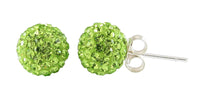 Load image into Gallery viewer, Glitzerkugel Peridot hell grün 8 mm Kristall Ohrstecker Ohrringe 925er Silber Damen Schmuck
