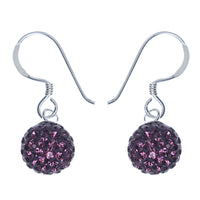 Load image into Gallery viewer, Glitzerkugel dunkel lila Burgundy 8 mm Kristall Ohrringe 925er Silber Damen Glitzer Schmuck Kugel

