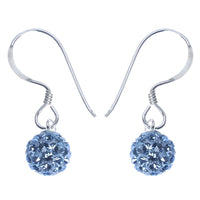 Cargar imagen en el visor de la galería, Glitzerkugel hellblau light safir 6 mm Kristall Ohrringe 925er Silber Damen Glitzer Schmuck Kugel
