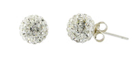Load image into Gallery viewer, Glitzerkugel weiß 6 mm Kristall Ohrstecker 925er Silber Damen Glitzer Schmuck

