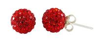 Load image into Gallery viewer, Glitzerkugel light siam rot 6 mm Kristall Ohrstecker Ohrringe 925er Silber Damen Glitzer Schmuck
