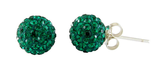 Glitzerkugel Emerald grün 6 mm Kristall Silberohrstecker Ohrstecker 925er Silber Damen Glitzer