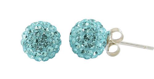 Glitzerkugel hell blau 8 mm Kristall Ohrstecker Ohrringe 925er Silber Damen Glitzer Schmuck