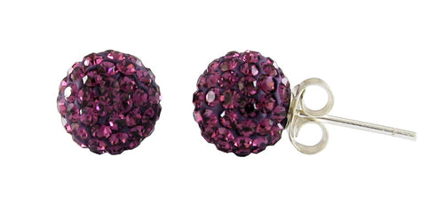 Glitzerkugel Burgundy dunkel lila 8 mm Kristall Silberohrstecker Ohrstecker 925er Silber Damen