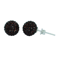 Load image into Gallery viewer, Glitzerkugel granat 10 mm Kristall Ohrstecker Ohrringe 925er Silber Damen Glitzer Schmuck
