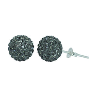 Load image into Gallery viewer, Glitzerkugel grau Black Diamond 10 mm Kristall Ohrstecker Ohrringe 925er Silber Damen Schmuck
