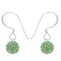 Load image into Gallery viewer, Glitzerkugel oliv grün 6 mm Kristall Ohrringe 925er Sterling Silber Damen Glitzer Schmuck Kugel
