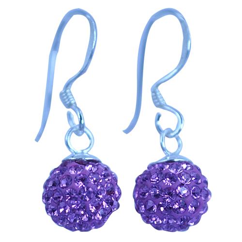 Glitzerkugel Amethyst lila 6 mm Kristall Silberohrringe Ohrringe 925er Silber Damen Glitzer Schmuck