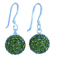 Load image into Gallery viewer, Glitzerkugel oliv grün 8 mm Kristall Ohrringe 925er Sterling Silber Damen Glitzer Schmuck Kugel
