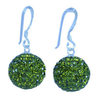 Load image into Gallery viewer, Glitzerkugel oliv grün 12 mm Kristall Ohrringe 925er Sterling Silber Damen Glitzer Schmuck Kugel
