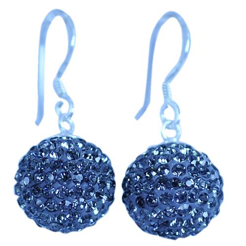 Glitzerkugel grau blau Black Diamond 12 mm Kristall Ohrringe 925er Silber Glitzer Schmuck