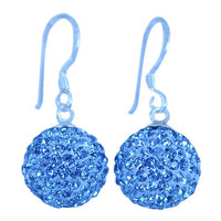Load image into Gallery viewer, Glitzerkugel hellblau 12 mm Kristall Ohrringe 925er Sterling Silber Damen Glitzer Schmuck Kugel
