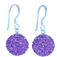 Load image into Gallery viewer, Glitzerkugel rosa 12 mm Kristall Ohrringe Ohrhänger 925er Sterling Silber Damen Glitzerschmuck Kugel
