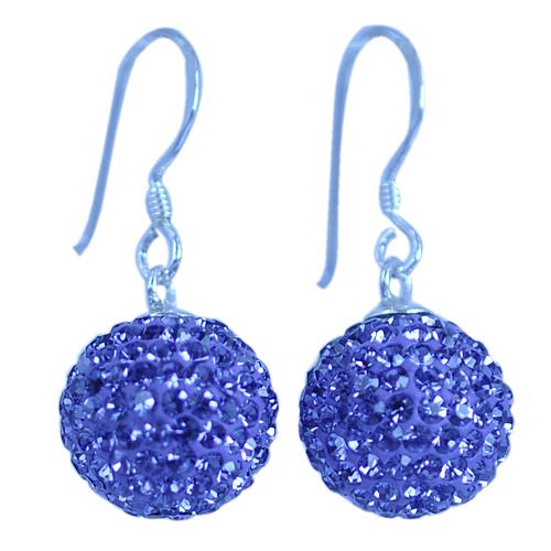 Glitzerkugel hellblau light safir 12 mm Kristall Ohrringe 925er Silber Damen Glitzer Schmuck Kugel