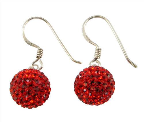 Glitzerkugel rot Light-Siam 10 mm Kristall Silberohrringe Ohrringe 925er Silber Damen Glitzer Kugel