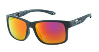 Load image into Gallery viewer, Die Sonnenbrille Herren 400 UV Ausstanzung Metall Zierstreifen Bügel Retro ist eine schwarze Herren-Sonnenbrille mit rechteckigem Rahmen, orange-roten Spiegelgläsern (UV-Schutz 400) und retro Bügeln mit Aussparungen – präsentiert auf weißem Hintergrund.
