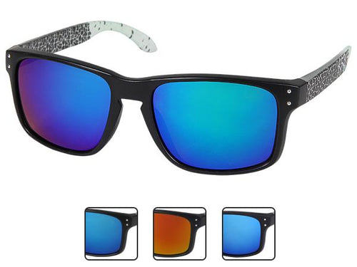 Sonnenbrille Nerd Brille verspiegelt Turtle Skin 400 UV orange blau grün weiß