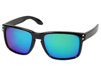 Cargar imagen en el visor de la galería, Sonnenbrille Panto Nerd Brille verspiegelt 400 UV Pünktchen bunt schwarz
