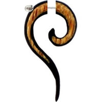 Load image into Gallery viewer, Tribal Piercing Fake Fragezeichen Eisenholz Kokosholz schwarz braun Ohrstecker Ohrring Edelstahl
