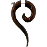 Load image into Gallery viewer, Tribal Piercing Fake Fragezeichen Eisenholz Palmenholz schwarz dunkelbraun Ohrstecker Ohrring 1 mm
