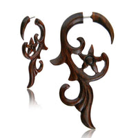 Load image into Gallery viewer, Fake Holz Piercing Narra Holz Blume Ornament nickelfrei Edelstahl Ohrstecker Organic Tribal
