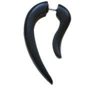 Cargar imagen en el visor de la galería, Tribal Fake Piercing Haken Sono Holz schwarz Delle Edelstahlbügel Ohrring 1 mm
