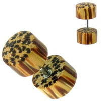 Load image into Gallery viewer, Fake Holzplug Holz 8mm Plug Lobe Piercing Edelstahl Stift 1mm rund kantig
