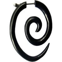 Cargar imagen en el visor de la galería, Fake Spirale Lobe Piercing Edelstahl Ohrstecker Dehnschnecke Holz Ohrring Dehner
