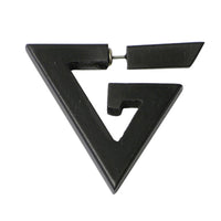 Cargar imagen en el visor de la galería, Tribal Ohrring Sono Holz groß dreieckig Spirale schwarz Fake Piercing Edelstahlbügel 1 mm
