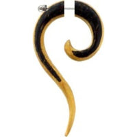 Load image into Gallery viewer, Tribal Piercing Fake Fragezeichen Palmenholz Teakholz beige dunkelbraun Ohrstecke Ohrring Edelstahl
