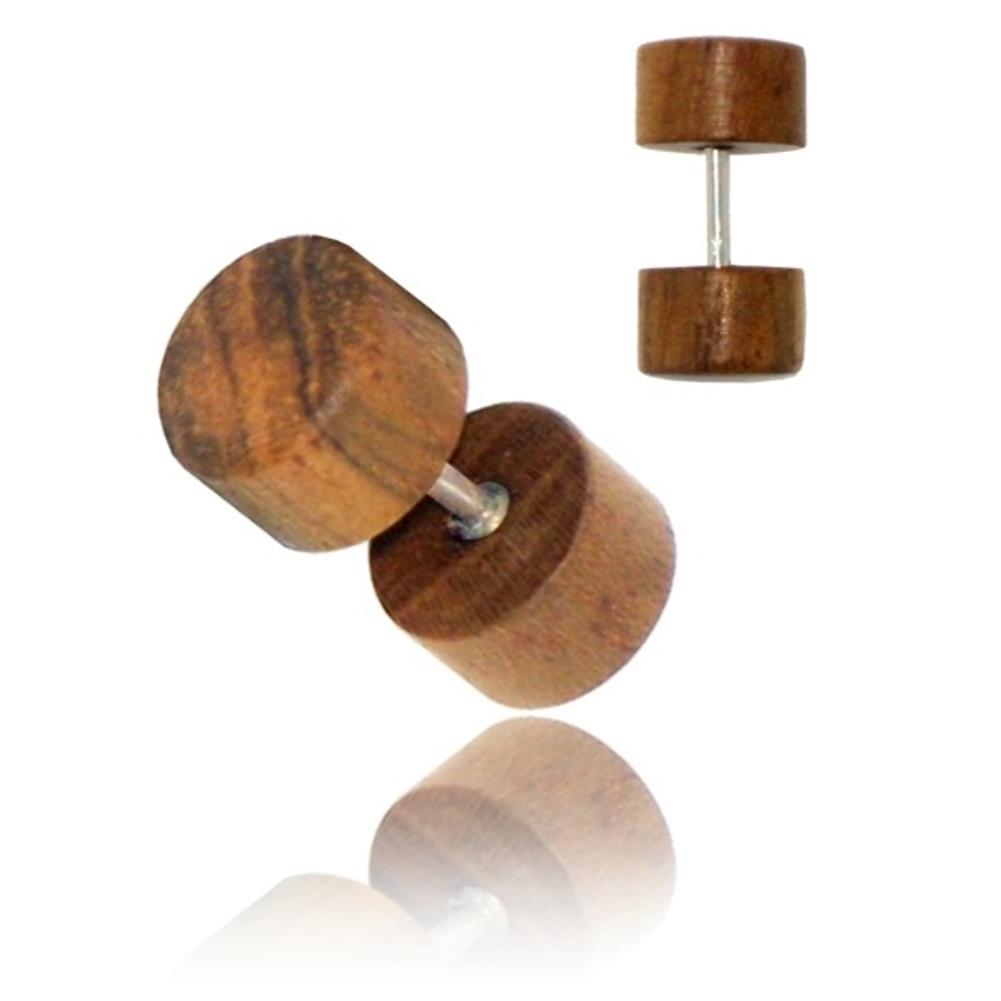 Tribal Fake Holz Piercing Teakholz Plug 8 mm handgeschnitzt Unisex Edelstahl