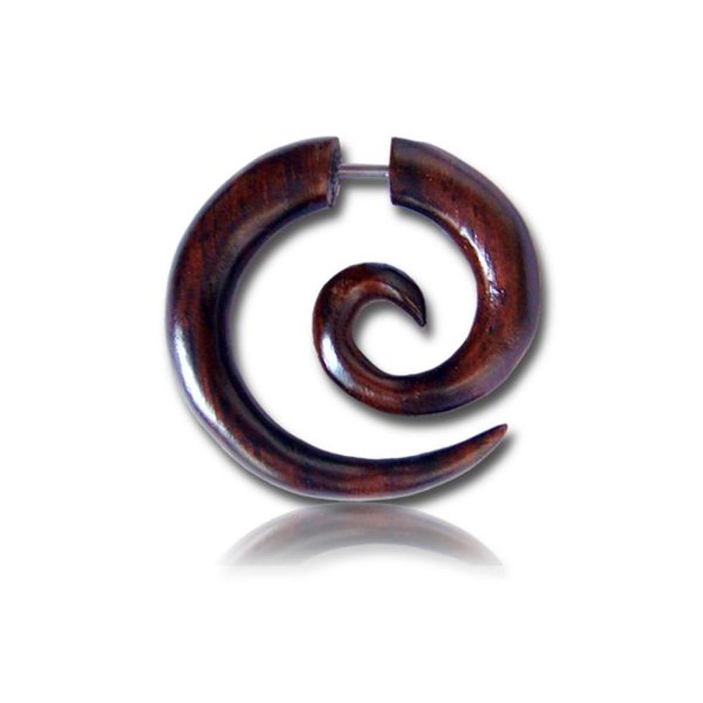 Fake Piercing Sono Holz 26 mm Spirale braun gemasert Plug nickelfrei Ohrstecker