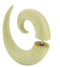 Cargar imagen en el visor de la galería, Fake Spirale Lobe Piercing Edelstahl Ohrstecker Dehnschnecke Holz Ohrring Dehner
