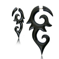 Load image into Gallery viewer, Fake Piercing Narra Holz Bogen Plug Ohrstecker schwarz
