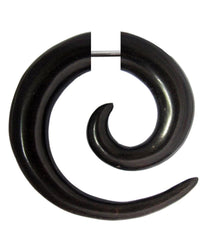 Cargar imagen en el visor de la galería, Ohrringe Holz Fake Piercing Spiralen Edelstahl Dehnschnecken
