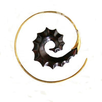 Cargar imagen en el visor de la galería, Fake Holz Piercing Narra Wood Brass Spirale gold
