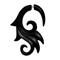 Load image into Gallery viewer, Fake Piercing Ebenholz Edelstahl handgeschnitzt groß Ebony dunkelbraun Dehner
