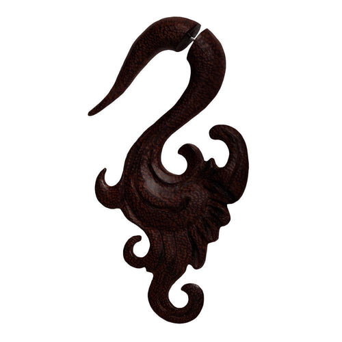 Fake Piercing Holz Edelstahl handgeschnitzt Spike Herz Flügel Schwan braun Dehner