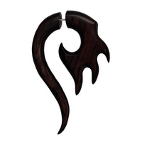 Load image into Gallery viewer, Fake Piercing Ebenholz Edelstahl handgeschnitzt groß Ebony dunkelbraun Dehner
