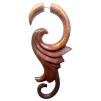 Load image into Gallery viewer, Fake Lobe Piercing Edelstahl Holz Dehnschnecke
