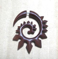 Cargar imagen en el visor de la galería, Tribal Fake Piercing Spirale Zacken Holz Edelstahl
