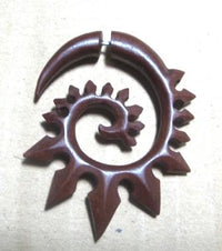 Cargar imagen en el visor de la galería, Tribal Fake Piercing Spirale Zacken Holz Edelstahl
