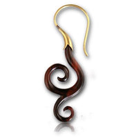 Cargar imagen en el visor de la galería, Fake Lobe Piercing Brass Holz Hook Ohrring
