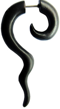 Load image into Gallery viewer, Ohrring Holz Fake Piercing lange Spirale Edelstahl Dehnschnecke
