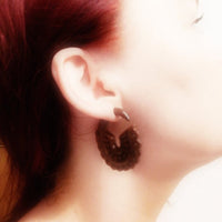 Load image into Gallery viewer, Fake Piercing Narraholz Edelstahl Halbkreis Kreise Organic Tribal Holz
