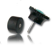 Load image into Gallery viewer, Fake Plug Piercing Arang Holz schwarz Türkis Inlay Blume
