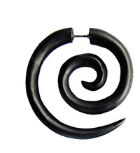 Load image into Gallery viewer, Fake Piercing Edelstahl Holz schwarz XL Spirale
