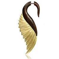 Load image into Gallery viewer, Fake Piercing Ohrring Narraholz Edelstahl Brass Schwan
