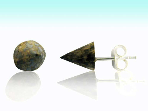 Kokosnuss Ohrstecker braun kegelförmig 925er Sterling Silber Holz